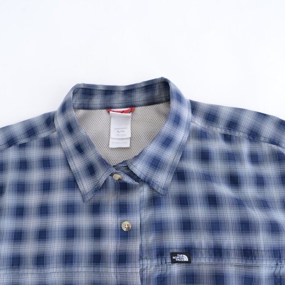 The North Face Grey Blue Flannel Button Up Breathable Hiking Shirt Size XL - Picture 12 of 14